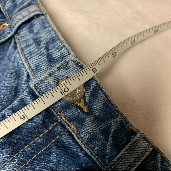 Topshop 30 waist straight heavyweight jeans medium wash factory distressing - Picture 6 of 9